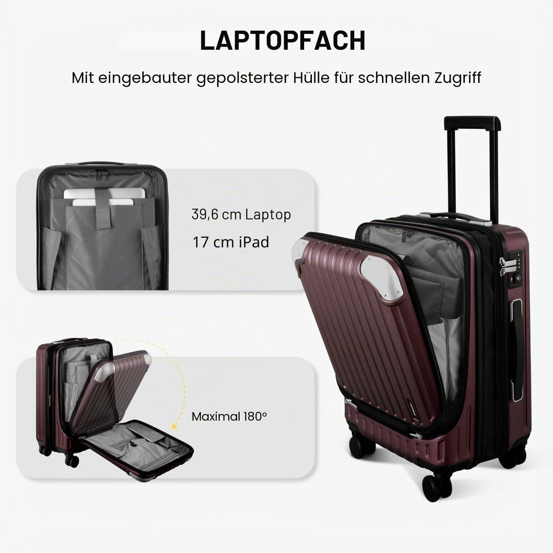 LEVEL8 Koffer Trolleys Handgepäck Hartschalenkoffer Rollkoffer Reisekoffer, TSA Rot (Organizer-Set)3