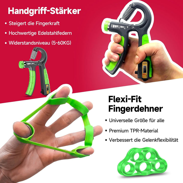 FitBeast Handtrainer Trainingsset (5-teilig), 2 Unterarmgriff Einstellbare Widerstand Handgreifer, F