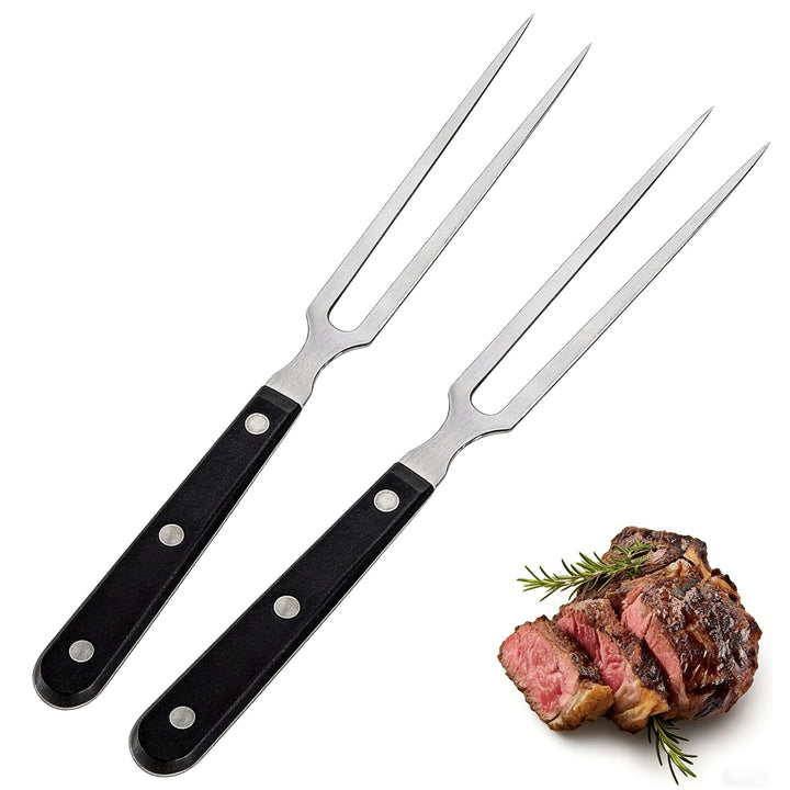 2er Set Fleischgabel mit Griff - 29cm Edelstahl Fleischgabel, Grillgabel Servier Grillgabel mit Kuns