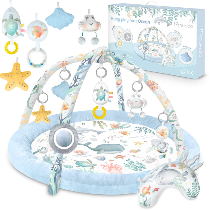Nukido Spieldecke Mit Spielbogen Baby Spielmatte Babyspieldecke Krabbeldecke 7 Spielzeuge Und Kissen