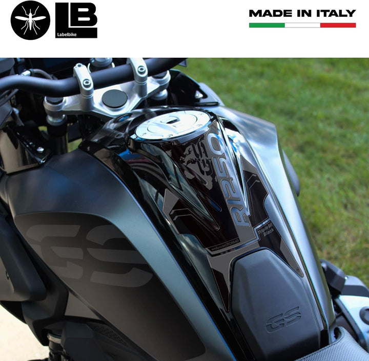 LABELBIKE 3D Aufkleber Motorrad Tankpad kompatibel mit BMW | R 1250 GS Triple Black 2021-2023, Harzs