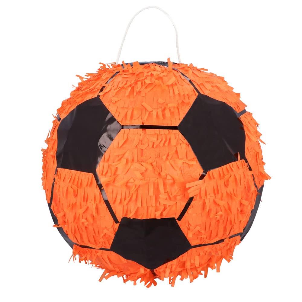 Boland 61858 - Pinata Fussball, 30 x 30 cm, Orange-Schwarz, Ball, Karton, Schlag-Pinata, Geburtstag,