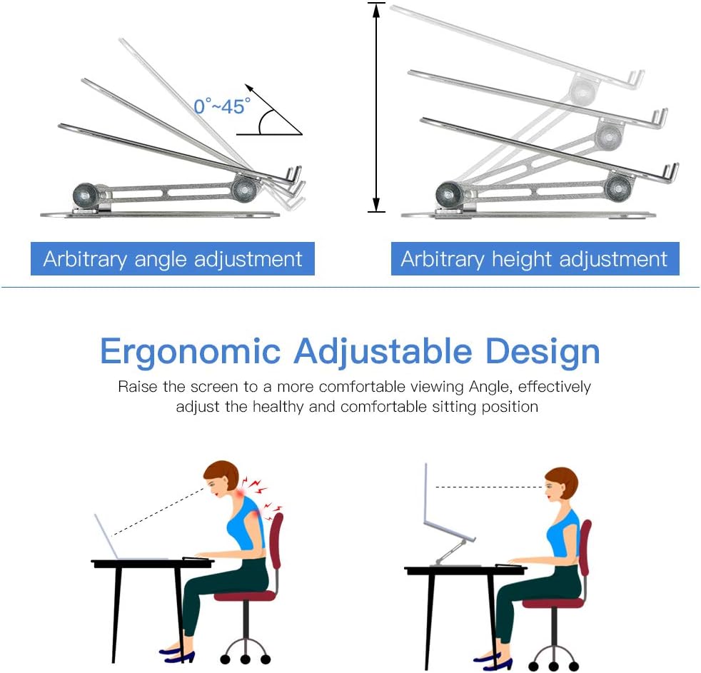 MISOTT Laptop Ständer, Ergonomisch Verstellbarer Laptop Ständer, 2 in 1 Computer Ständer Tablet Stän