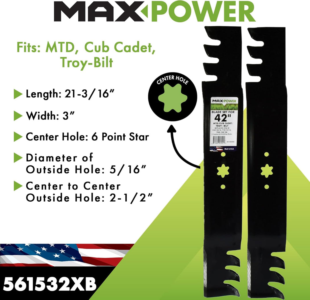 MAXPOWER 561532XB Mulch-Set für 106,7 cm (42 Zoll) Cut MTD, Cub Cadet, Troy-Bilt Rasenmäher, ersetzt