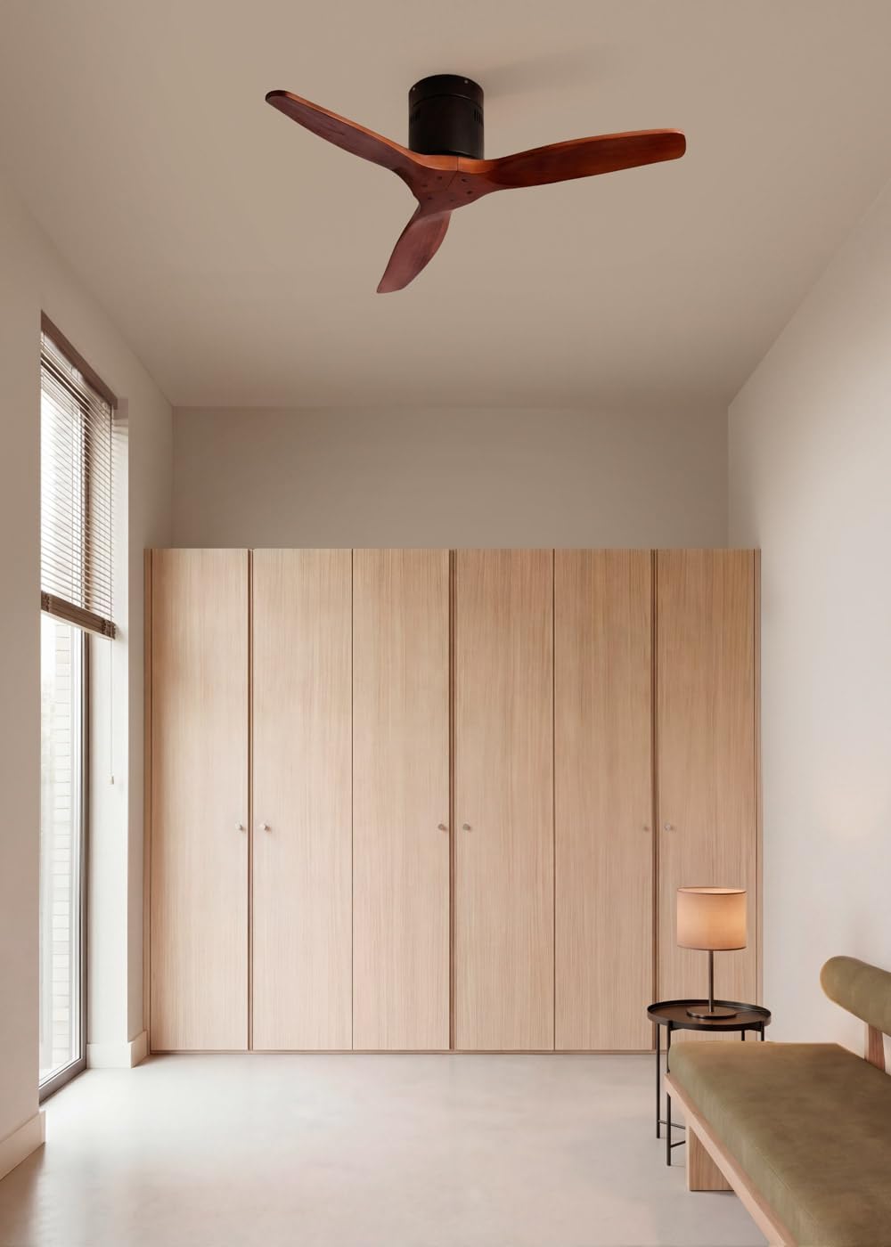 CREATE / WINDCALM NATURAL WOOD S/Deckenventilator Schwarz Dunkelholzflügel mit Fernbedienung / 40W,