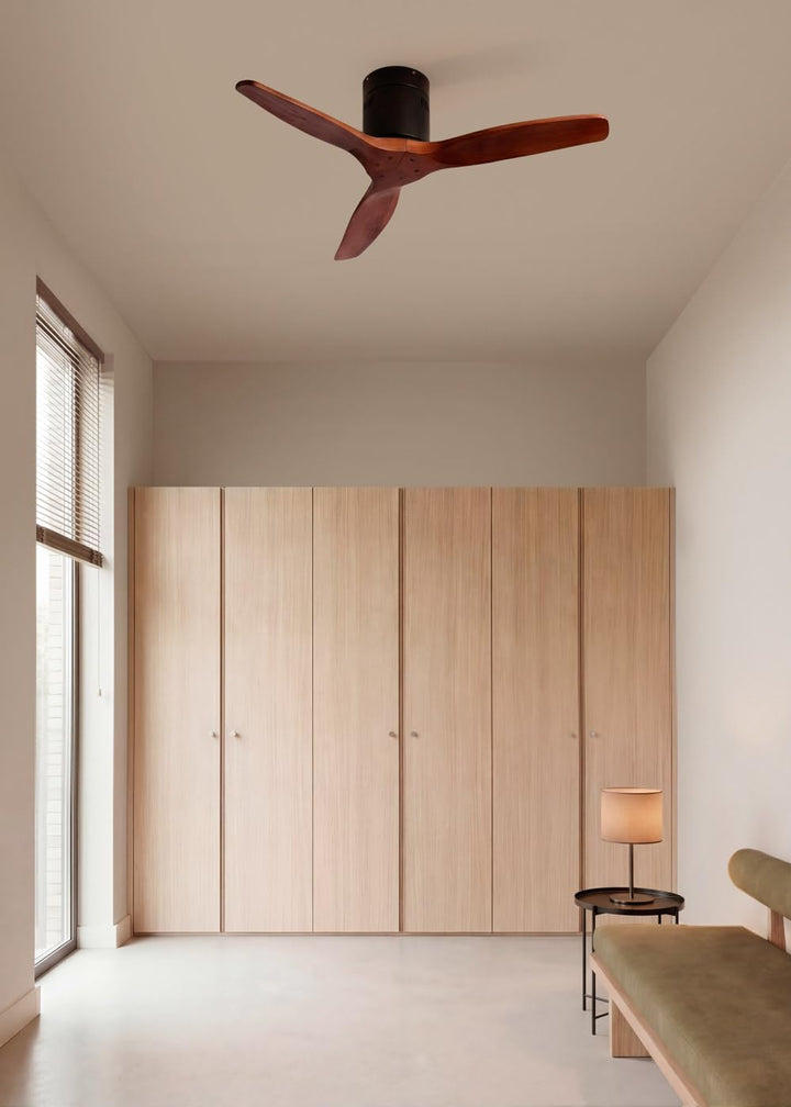 CREATE / WINDCALM NATURAL WOOD S/Deckenventilator Schwarz Dunkelholzflügel mit Fernbedienung / 40W,