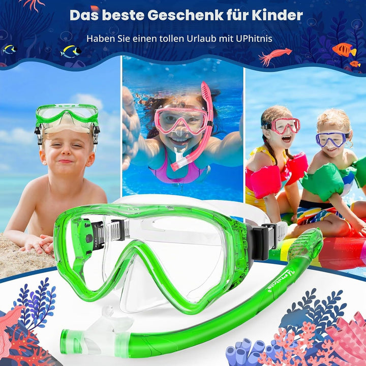 Schnorchelset Kinder - Taucherbrille Anti-Fog und Trocken Schnorchel - Anti-Leck Tauchmaske Dry Schn