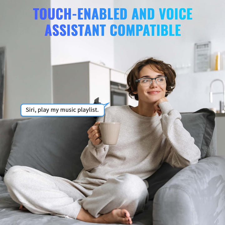 Bluetooth Smart Audio Brille, Alexa Sprachassistent Steuerung mit offenem Ohr Sound Blaulicht Sonnen