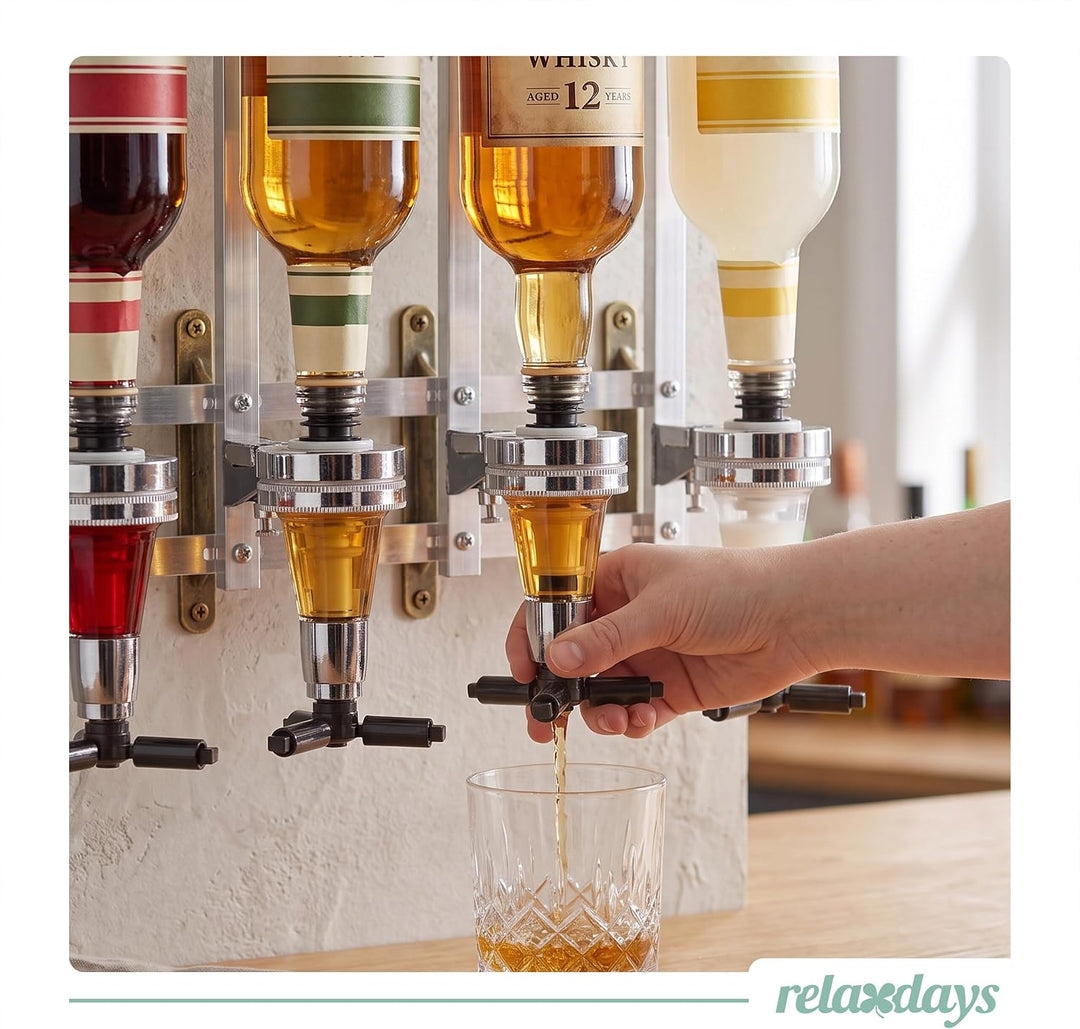 Relaxdays Barbutler Wand, Portonierer für 8 Flaschen, Profi Portionierer 3 cl, Bar Accessoire, HBT: