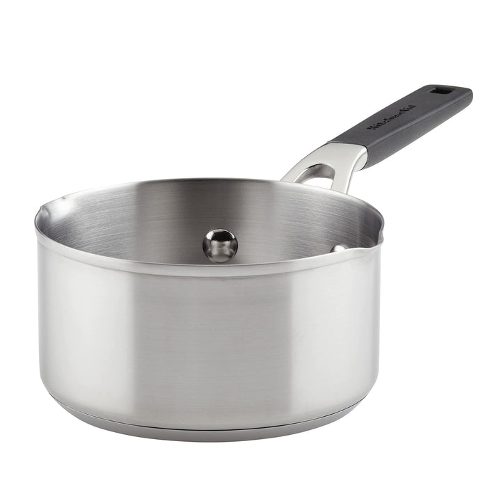KitchenAid 71018 Stielkasserolle mit Ausgiesser, Edelstahl gebürstet Stielkasserolle (1 Quart), Stie