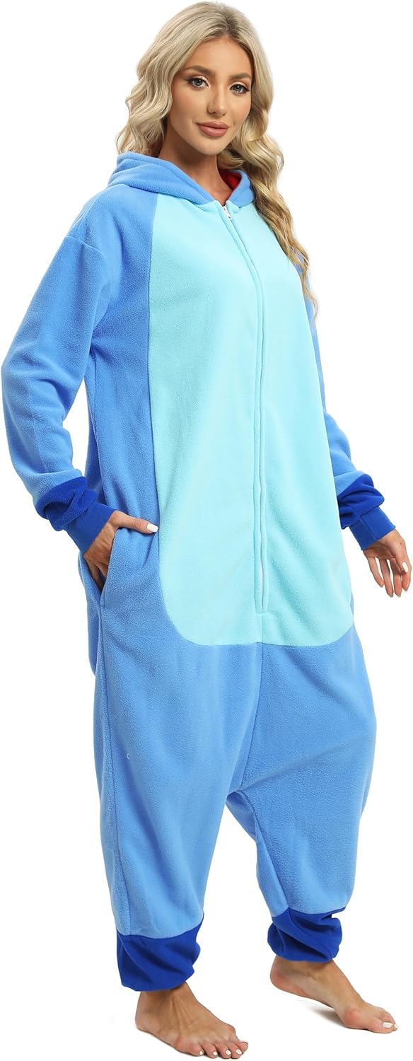 Tier Onesie Karneval Halloween Kostüm Cosplay Schlafanzüge Erwachsene S Zip Blue, S Zip Blue