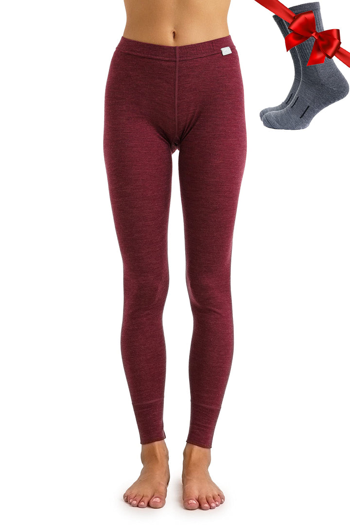 Merino Wolle Thermounterwäsche Damen - Merino Unterhose Damen Merino Leggings + Wollsocken XS 165 Bu