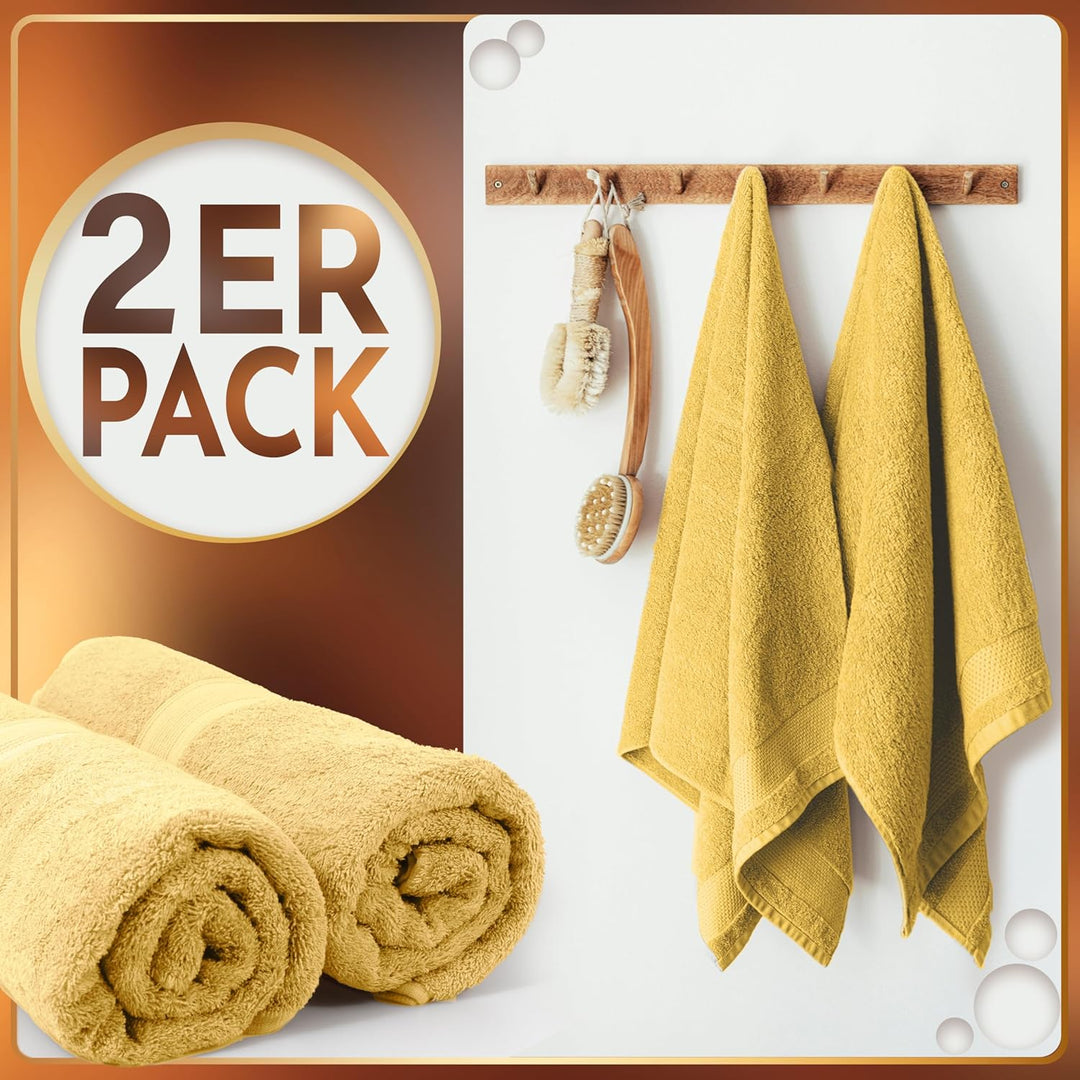 NatureMark 2er Pack Saunatuch 80 x 200 cm | Baumwolle luxuriöse Tücher | Wellnesstuch von extremer W