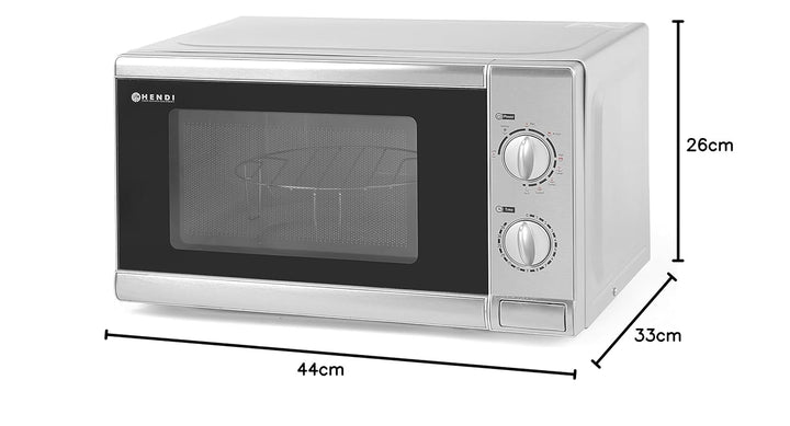 HENDI Mikrowelle mit Grill, Mikrowelle 700W, Grill 1000W, Drehteller ø255mm, mit 2 Reglern separat e