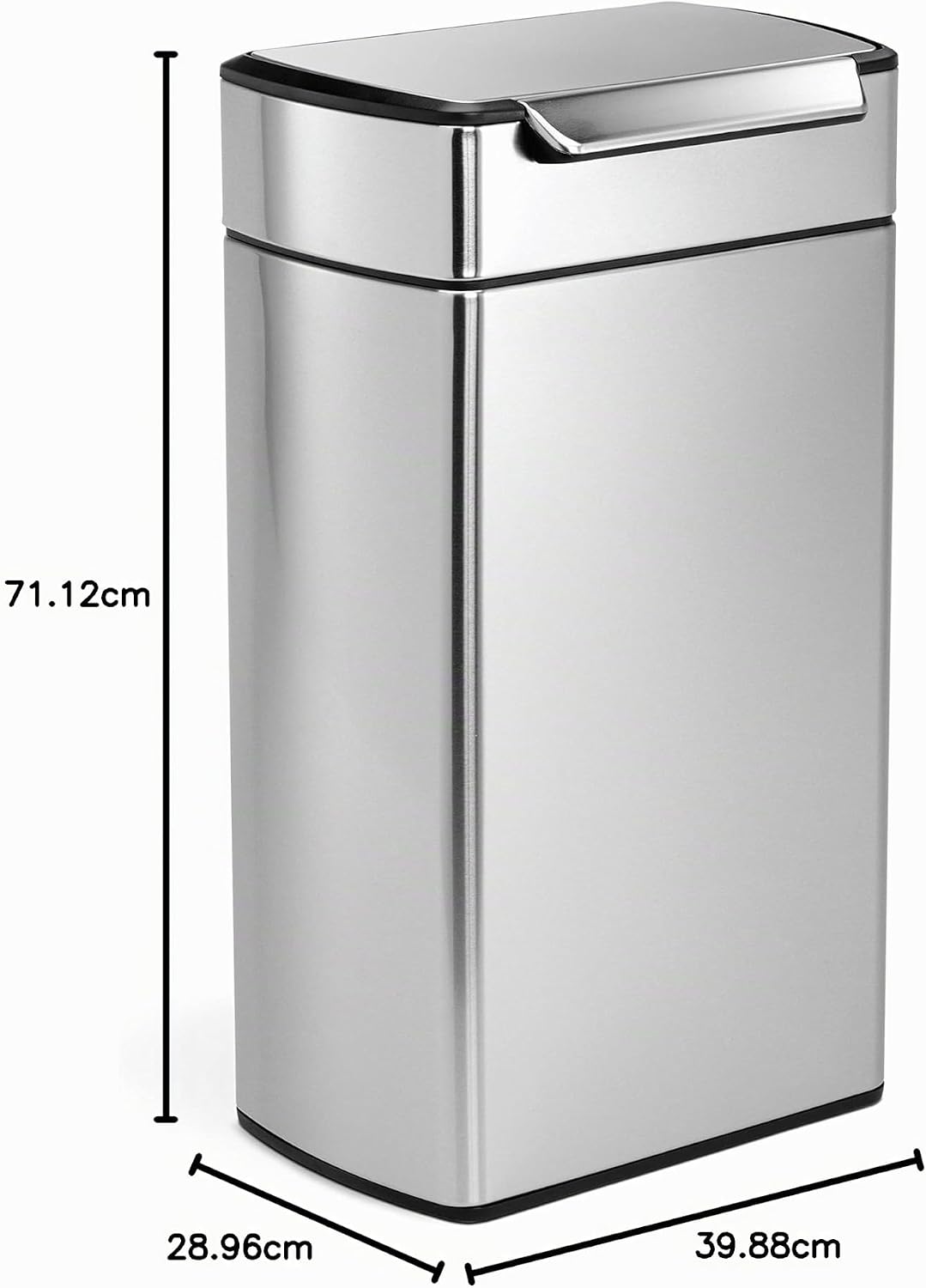 simplehuman CW2014 40 Liter, rechteckiger touch-bar Abfalleimer, Mülleimer Küche, gebürsteter Stahl,
