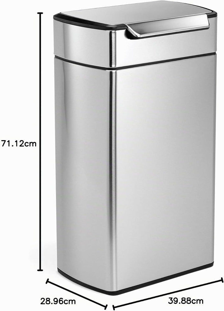 simplehuman CW2014 40 Liter, rechteckiger touch-bar Abfalleimer, Mülleimer Küche, gebürsteter Stahl,