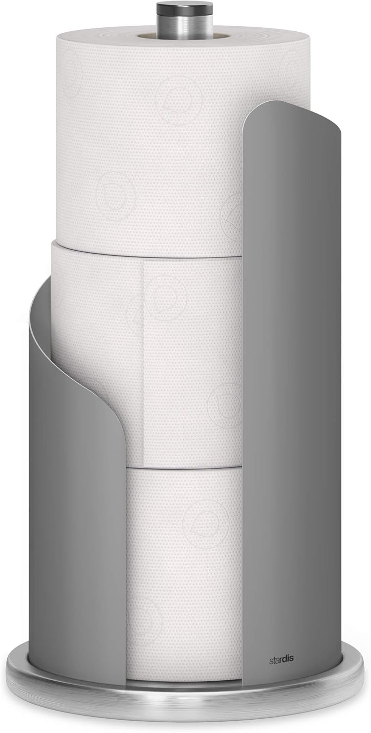 Design Küchenrollenhalter Edelstahl matt H 30 Ø15 cm Rollenhalter Papierrollenhalter für Küchenrolle