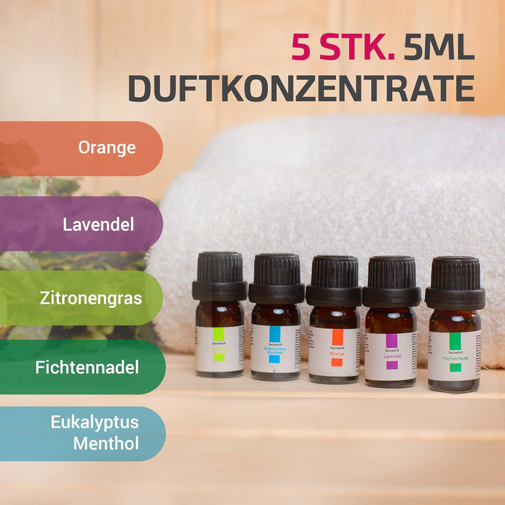 SULENO - Sauna Set KJELL | 9-teilig - Saunakübel, Saunakelle, Klimamesser 2in1, Sanduhr, Saunadüfte,