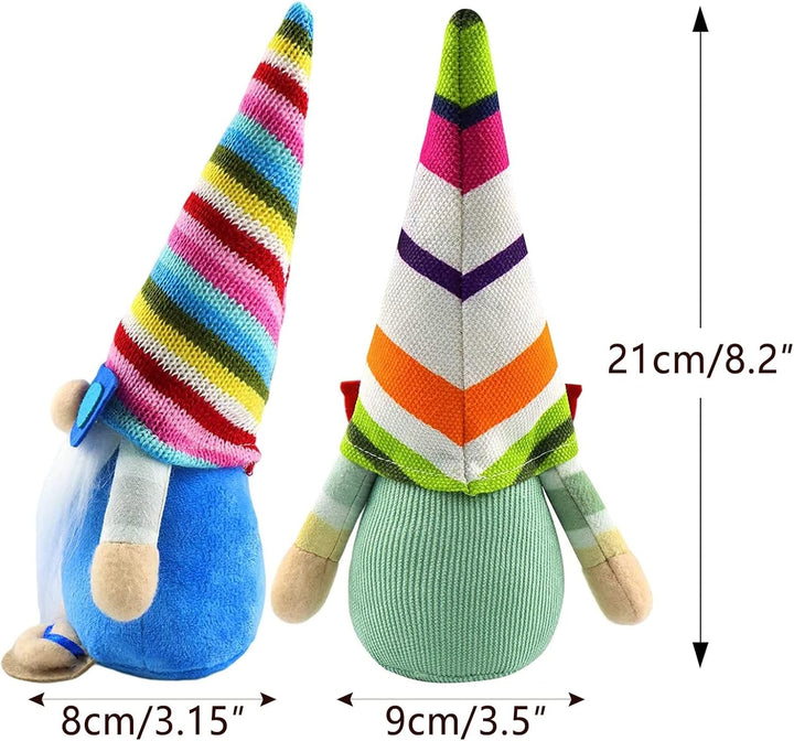 2er Set Sommer Strand Wichtel Figuren Frühling Dekoration Handgemachte Skandinavisches Tomte für Par