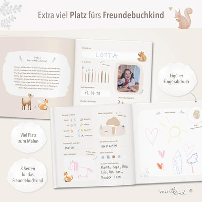 mintkind® Kindergarten Freundebuch Wald, Freundschaftsbuch zum Ausfüllen, Freundebuch für den Kinder