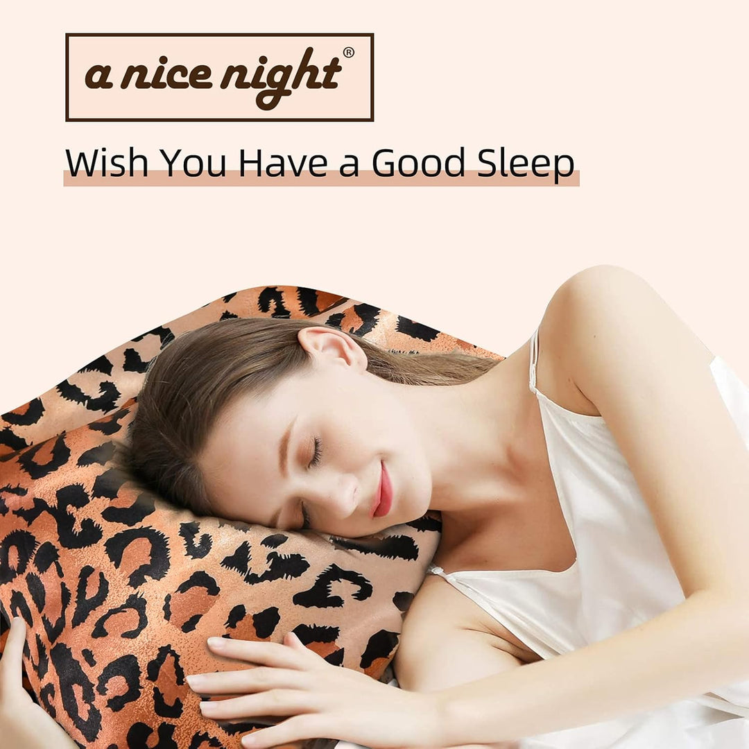 A Nice Night Seidig weiche Satin-Steppdecke mit Leopardenmuster, sexy, luxuriös, superweiche Mikrofa