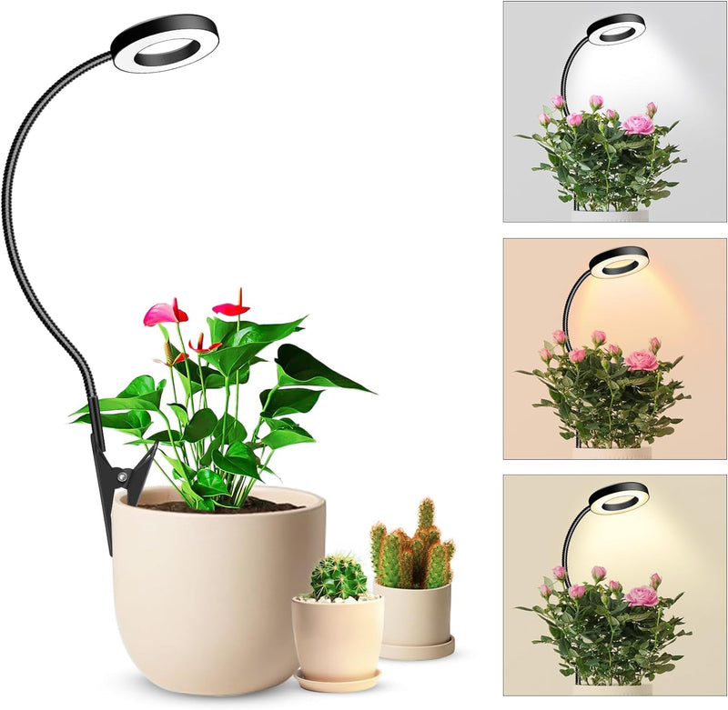 Wolezek Pflanzenlampe LED Vollspektrum, Pot Clip Grow Light, zwei Installationsoptionen Pflanzenlich