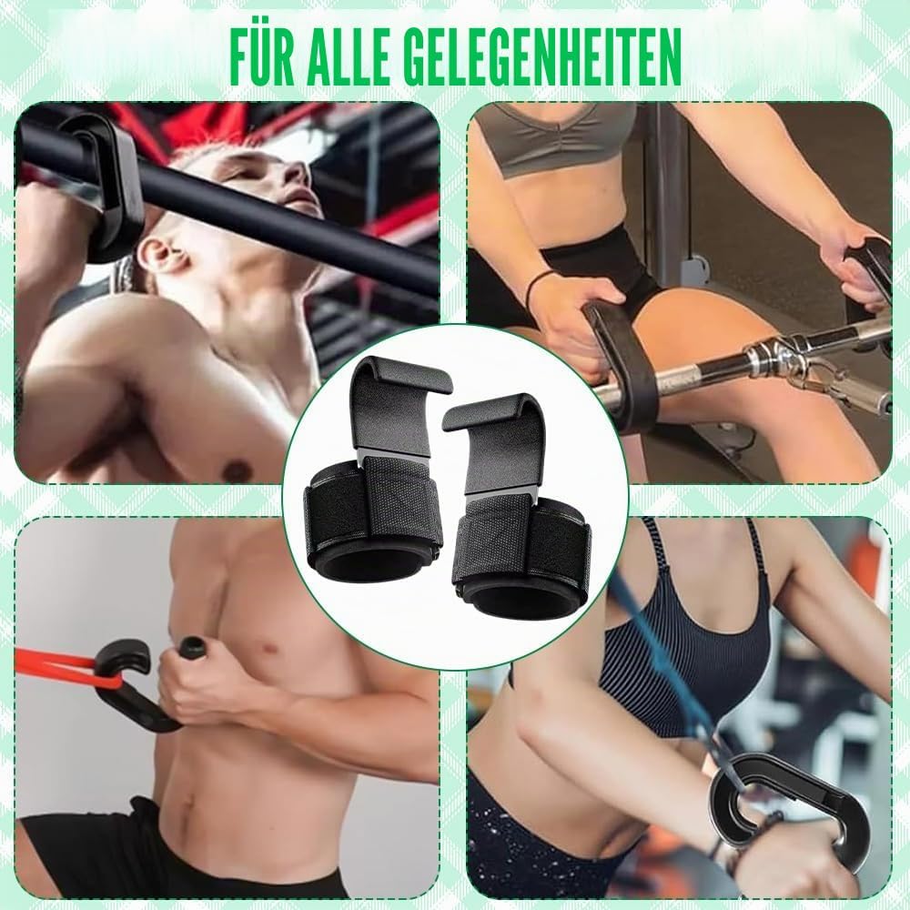2 Stück Double D Fitness Griffe, 90-Grad-Haken Klimmzug Griffe, rutschfeste Widerstandsbänder-Griffe