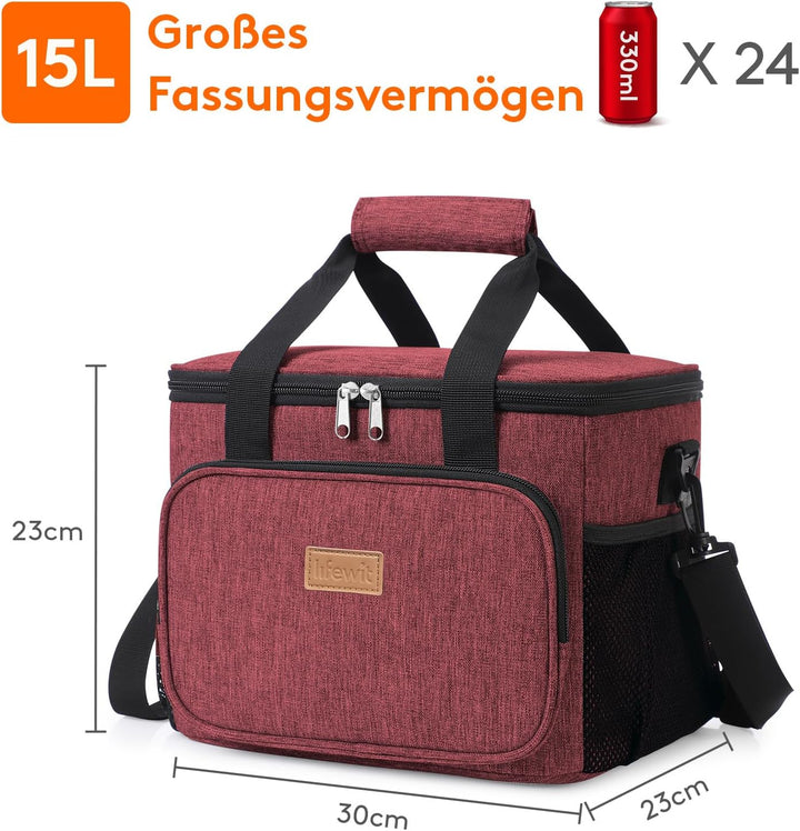 Lifewit 15L 24 Dosen Kühltasche klein unterwegs, Isolierte Cooler Bag Lunchtasche faltbar für Herren