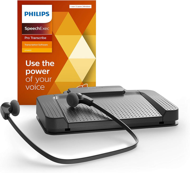 Philips LFH7277/08 SpeechExec Transkriptionsset, ergonomischer USB-Fussschalter ACC2330, Stereo-Unte