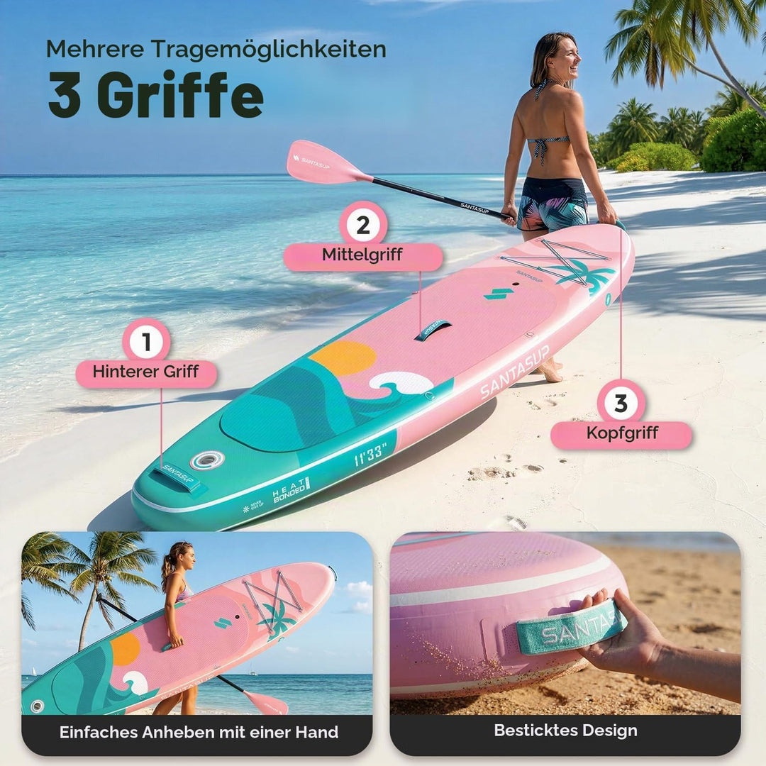 SantasupAufblasbares Stand Up Paddle Board 320/335cm Surfbrett SUP Komplettes Paddleboard Zubehör Ve