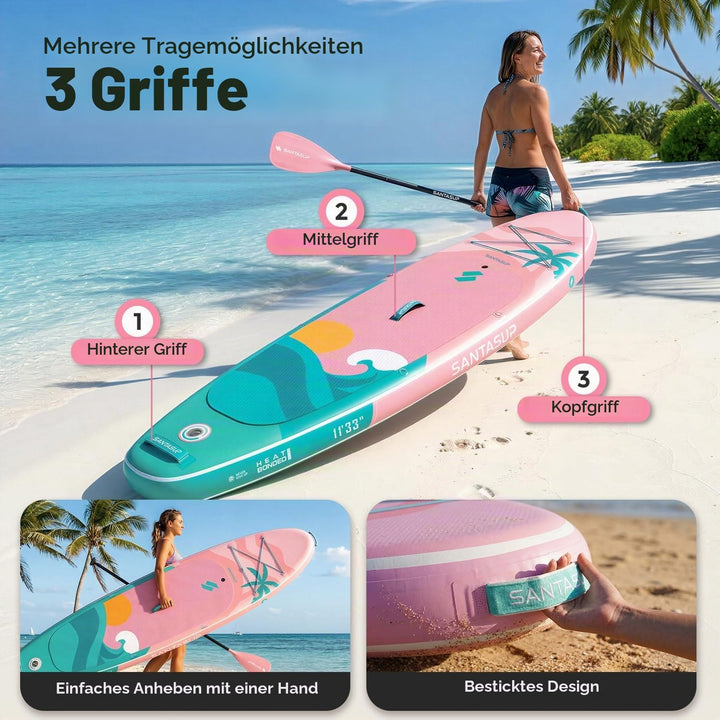 SantasupAufblasbares Stand Up Paddle Board 320/335cm Surfbrett SUP Komplettes Paddleboard Zubehör Ve