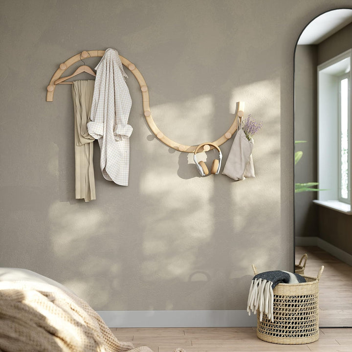 Umbra Slinka Wandgarderobe, Modulare Garderobenleiste mit 12 Haken, Holz, Natur, Einheitsgrösse, Nat