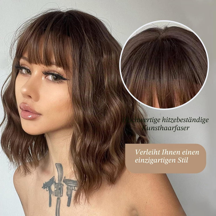HAIRCUBE Kurze Charming Bob mit Bangs Perücken für Frau Natur Hitzebeständige Synthetische Faser Par