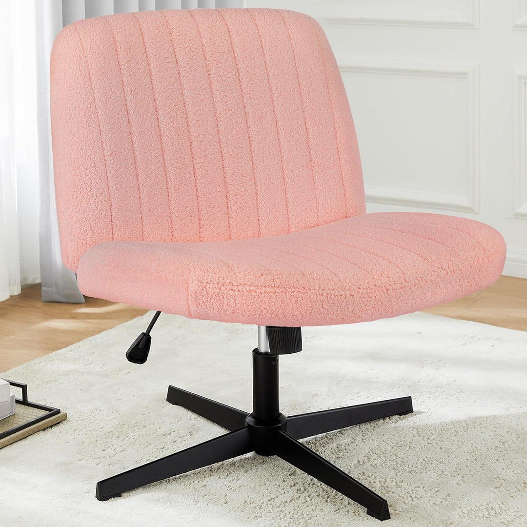 DUMOS Bürostuhl Ohne Armlehne, Teddysamt und Bequemes Netzgewebe Criss Cross Chair, mit Verbreiterte