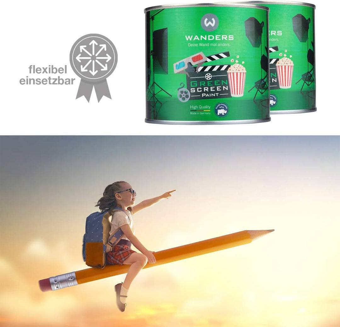 Wanders®️ 500ml Greenscreen Farbe - aussergewöhnlich matte Green Screen Farbe ungiftig - professione