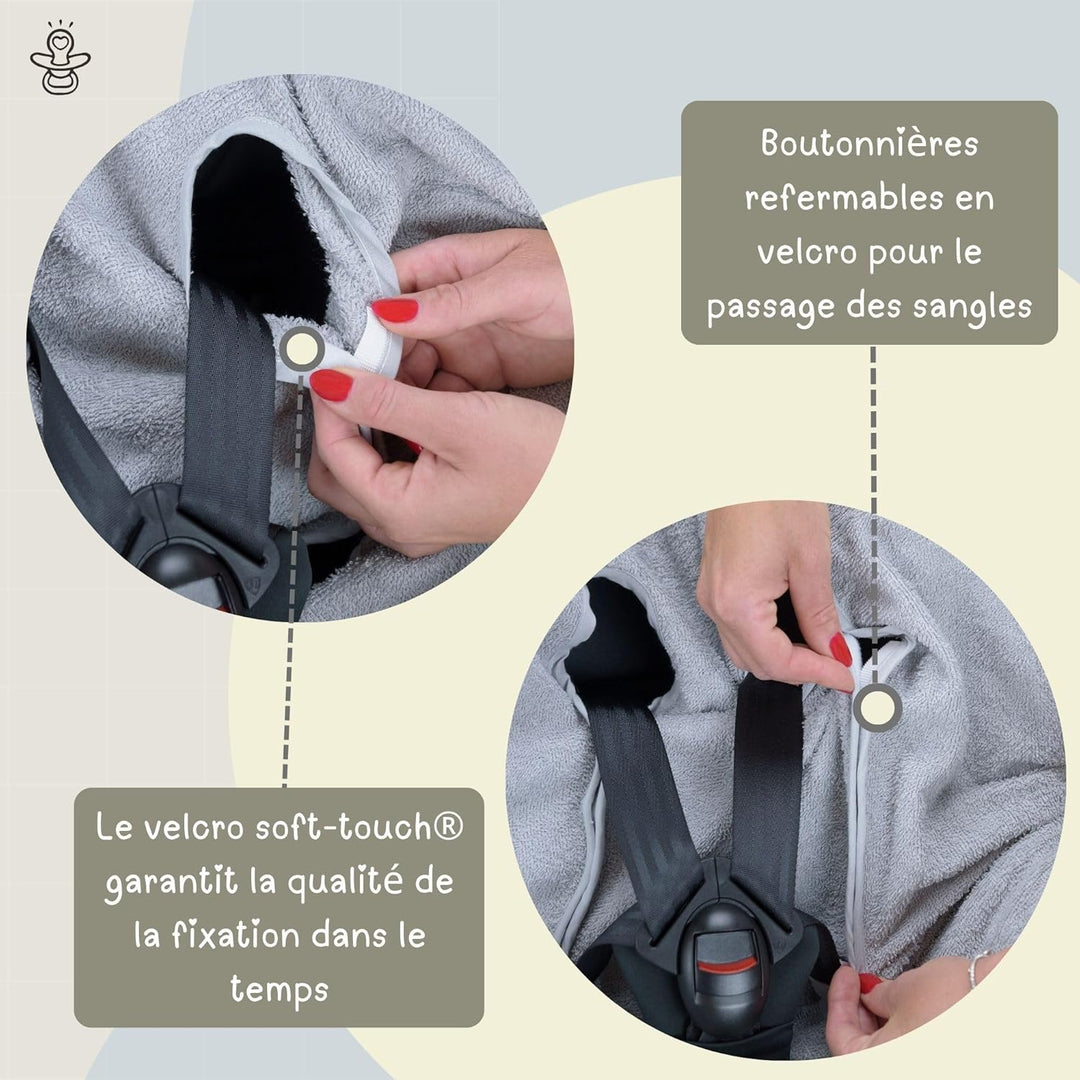 Babysanity® Weicher Universaler Autositzbezug 0/18 Aus Doppelter 100% Baumwollfrottee – Waschbarer S