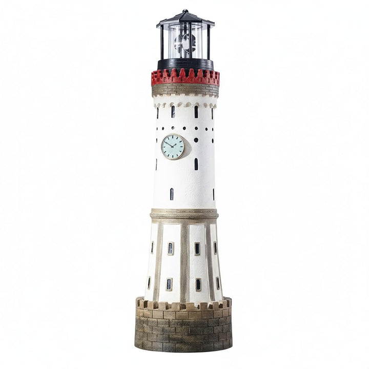 Solar Leuchtturm „Lindau“ – handbemalte Deko für Garten & Terrasse, rotierendes LED-Leuchtfeuer, Sol