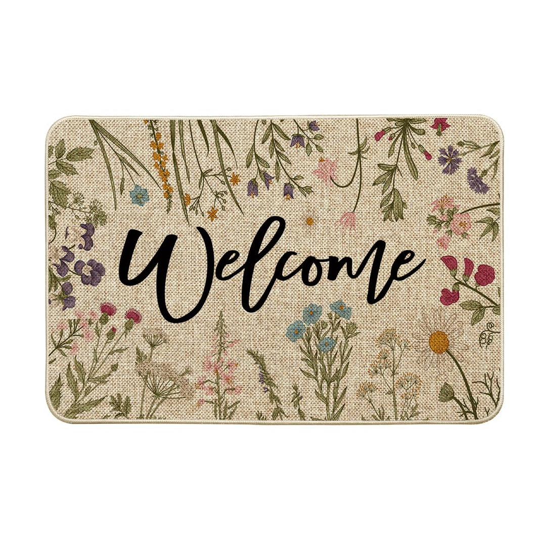 Artoid Mode Welcome Antike Kräuter Wilde Blumen Frühling Fussmatte, Hause Dekoration Küche Teppich B