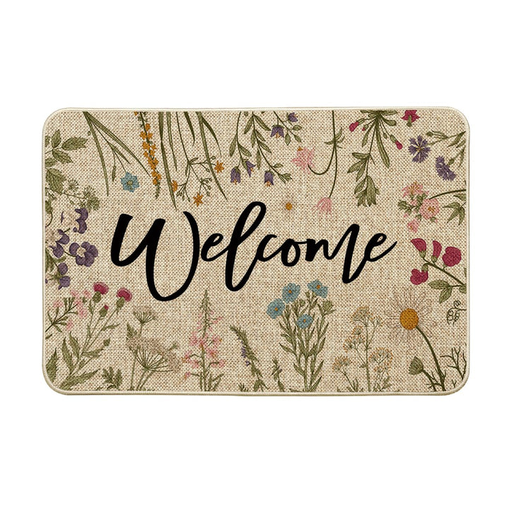 Artoid Mode Welcome Antike Kräuter Wilde Blumen Frühling Fussmatte, Hause Dekoration Küche Teppich B