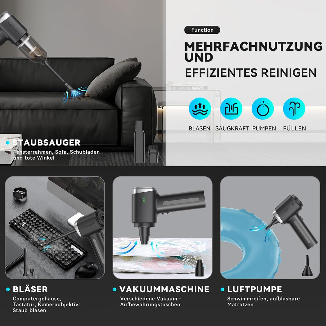 Handstaubsauger Handstaubsauger Akku Autostaubsauger Stark 28000Pa 4-in-1 für Auto Tierhaare Innenra