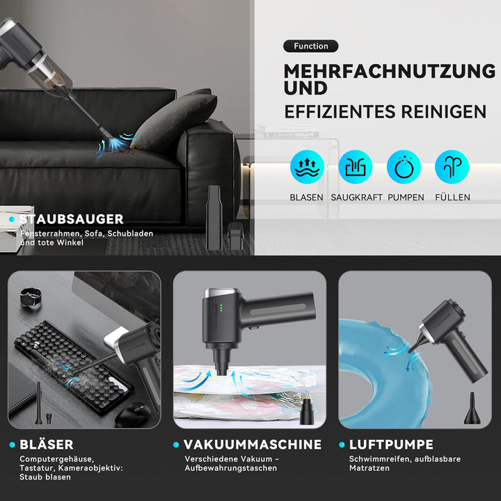 Handstaubsauger Handstaubsauger Akku Autostaubsauger Stark 28000Pa 4-in-1 für Auto Tierhaare Innenra