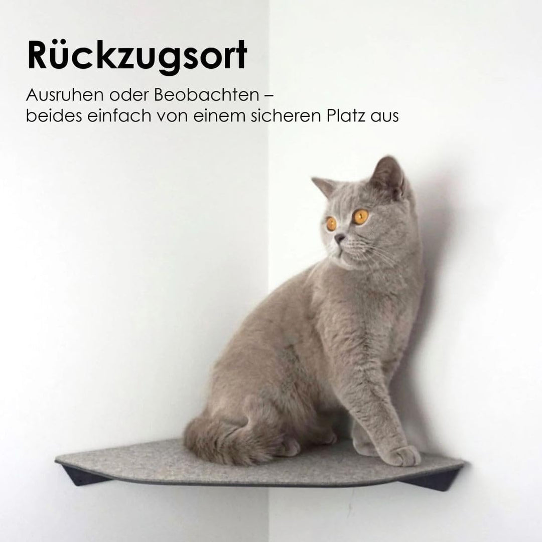 ChapoNero Katzenliege &amp; Kletterstufe mit Filzauflage für Wandecken | Wandliege für Katzen | Katzenst