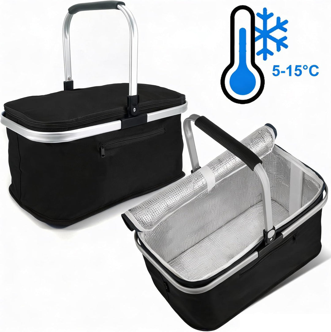 2 Stück 24L Einkaufskorb Gross Isolierkorb Kühlkorb Kühltasche Picknickkorb Thermotasche Kühltasche
