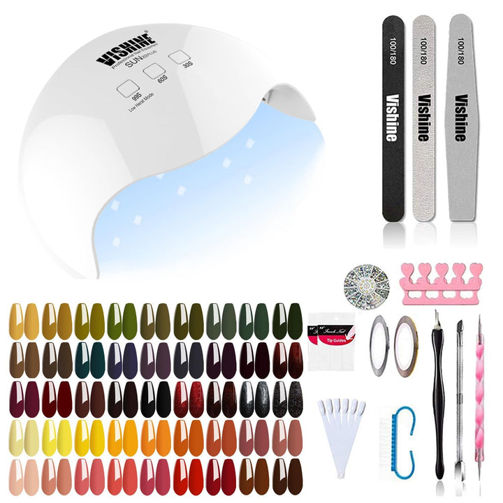 Vishine Maniküre-Set, UV/LED, Maschine, semi-permanent, 45 Farben Nagellack semi-permanent, Top Base