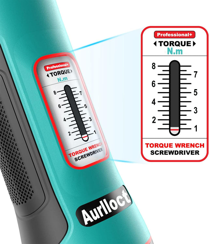 Aurlloct MicroClick Drehmomentschraubendreher 1/4 Zoll, 1-8 Nm Drehmomentschlüssel, Premium Drehmome