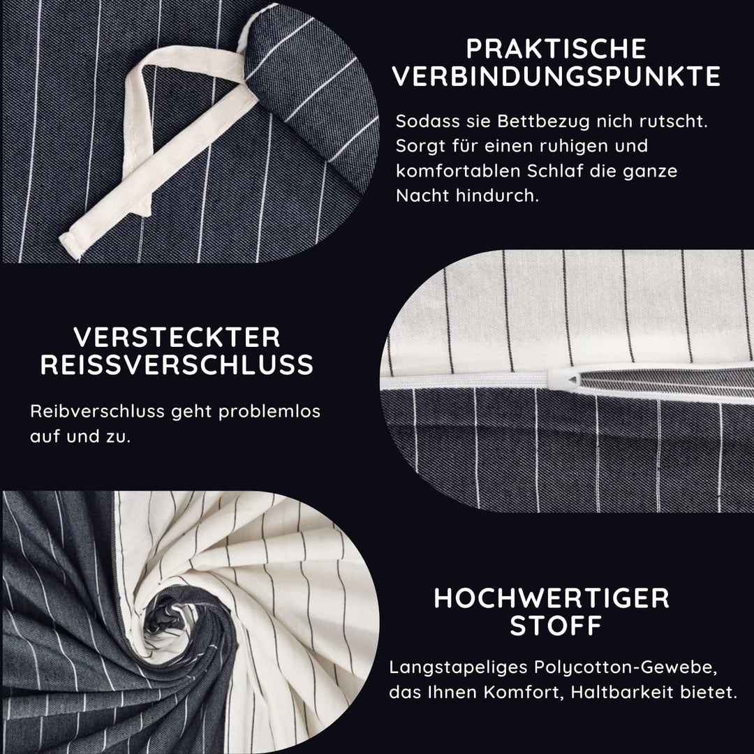 2X Bettwäsche-Sets – pflegeleichte, gewaschene Baumwolle – atmungsaktiver, strapazierfähiger, weiche