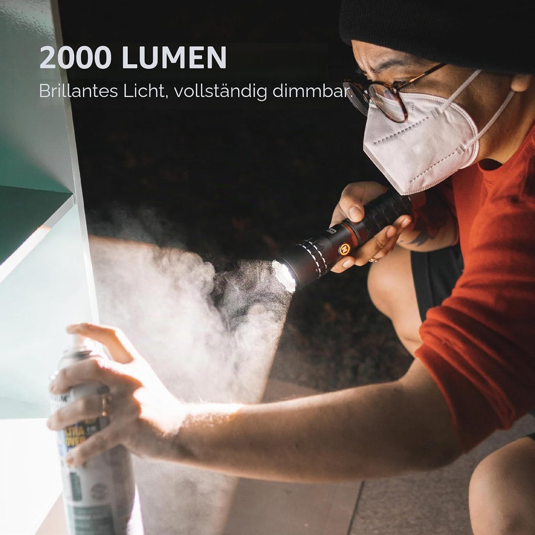 NEBO Slyde King 2K | 2000 Lumen wiederaufladbare Taschenlampe & 500 Lumen Arbeitslicht | 5 Leuchtmod