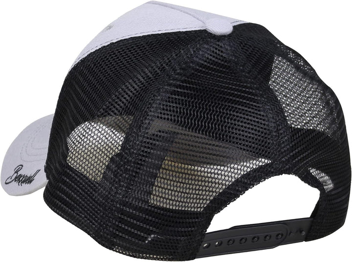 Bexxwell Trucker Cap hellgrau/schwarz mit Logo-Patch (optimale Passform, Kappe, grau, Black, Trucker