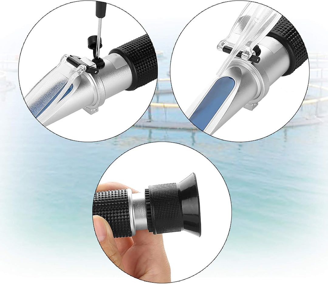 BuyWeek Salzgehalt Refraktometer, ATC Digital 0-10% Meerwasser Salzgehalt Messgerät Aquarium Optik R