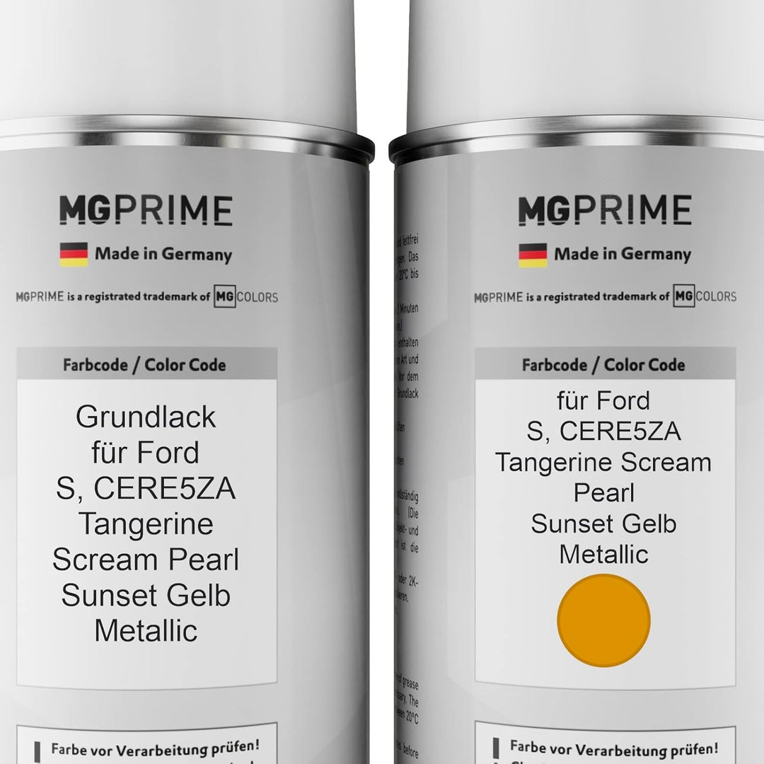 MG PRIME Autolack Sprühdosen Set für Ford S / CERE5ZA Tangerine Scream Pearl/Sunset Gelb Metallic Gr